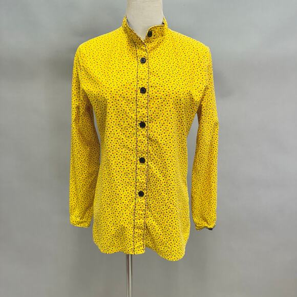 JR Bazaar Tops - Vintage‎ 70s yellow twill floral print button up long sleeve top Size Small